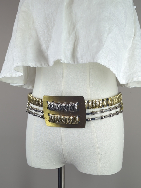 Accessories - Vintage Metallic Two-Tone Chain Waist Belt